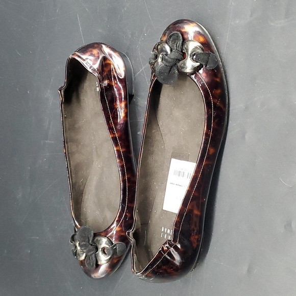 Stuart Weitzman Tortoise Leather Sole Flats 10.5 Made In Spain - Picture 5 of 9